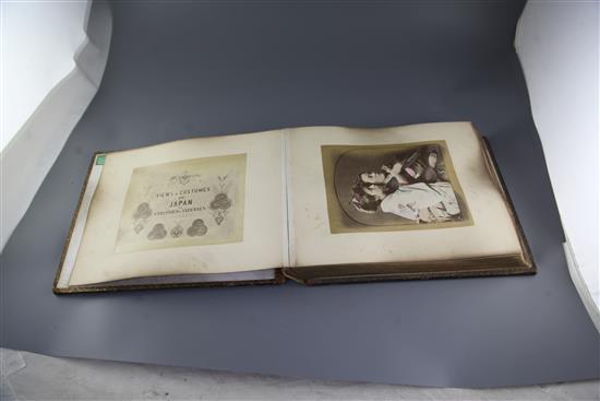 A late 19th / early 20th century photograph album Views and Costumes of Japan by Stillfried and Andersen of Yokohama, album overall 1